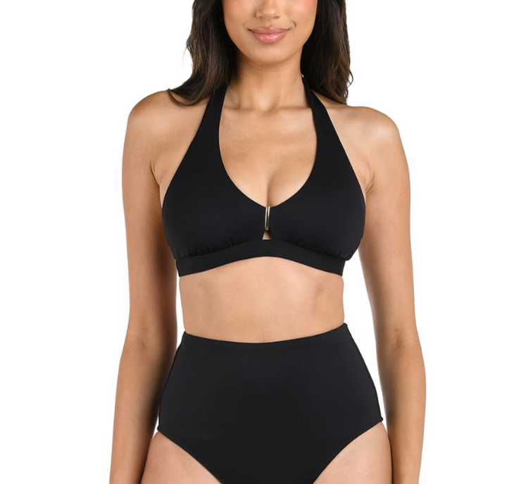 La Blanca Luxe V Neck Halter Bikini Top MSRP $85