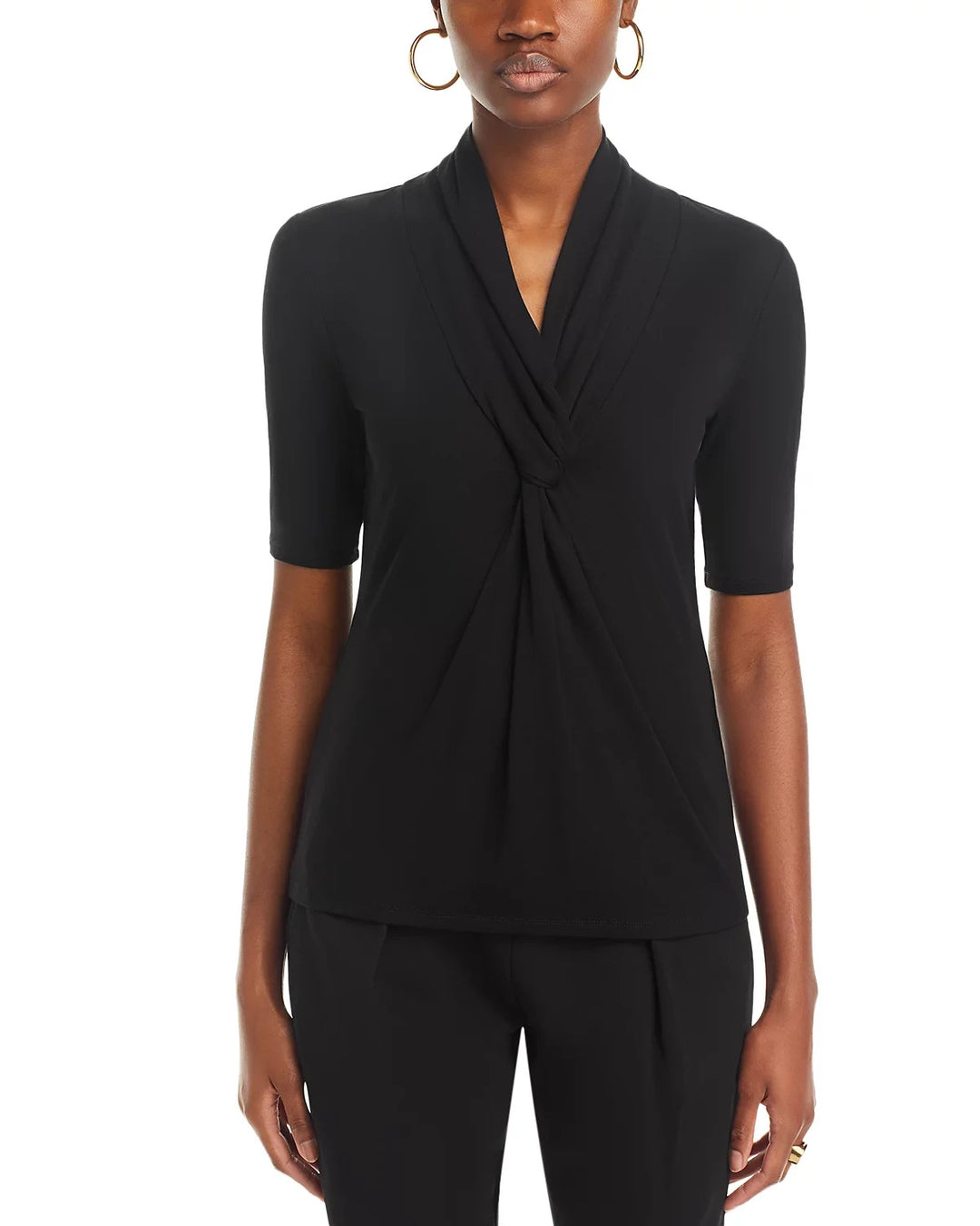 T Tahari Elbow Sleeve Twist Front Top MSRP $58
