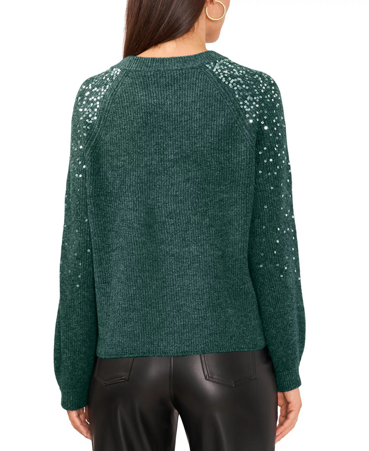 Vince Camuto Women's Cozy Crewneck Sequined Raglan-Sleeve Sweater MSRP $69