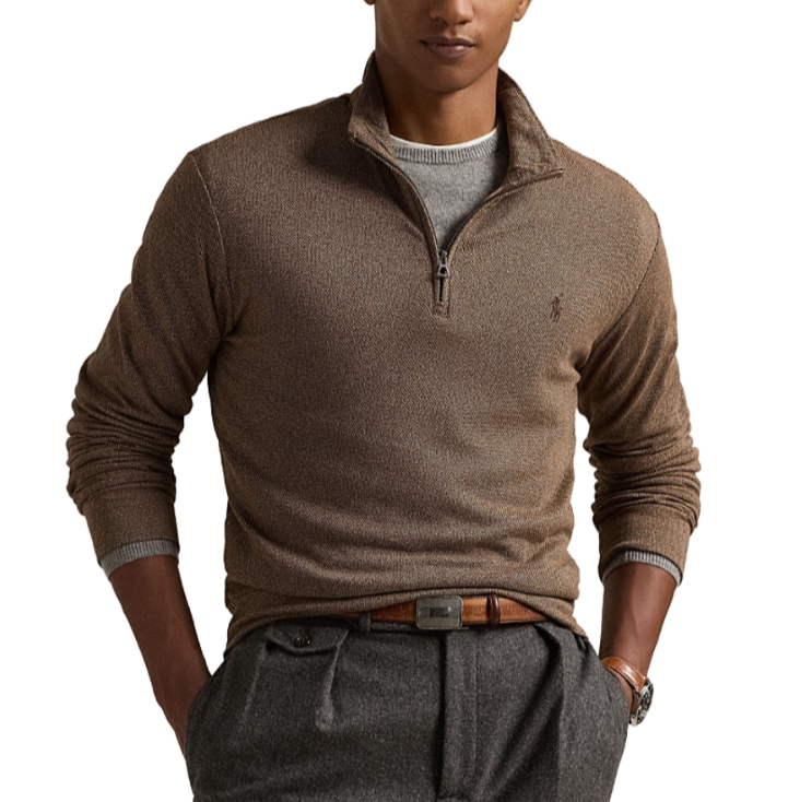 Polo Ralph Lauren Herringbone Quarter Zip Shirt MSRP $138