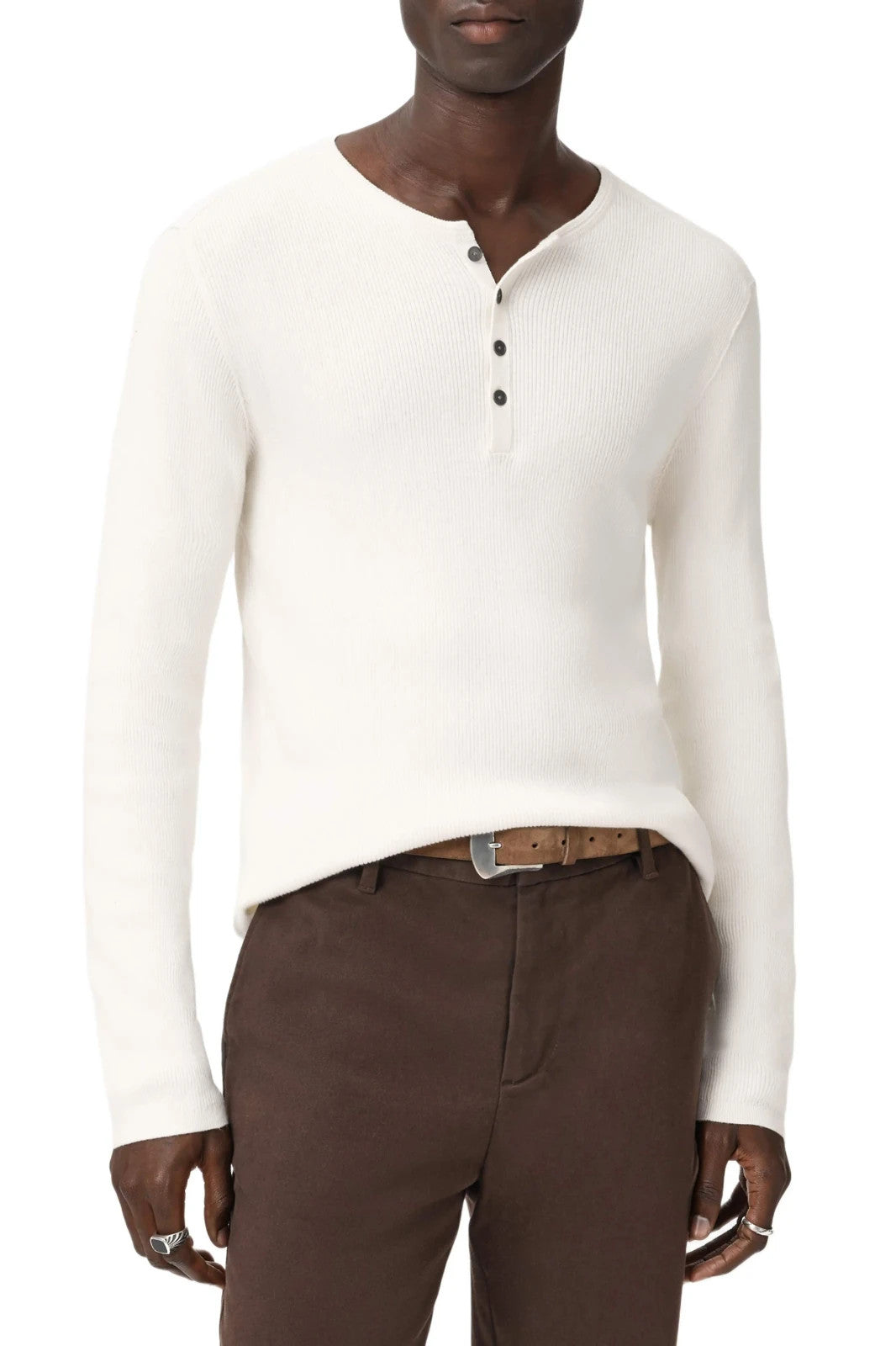 John Varvatos Javis Ribbed Long Sleeve Henley MSRP $268