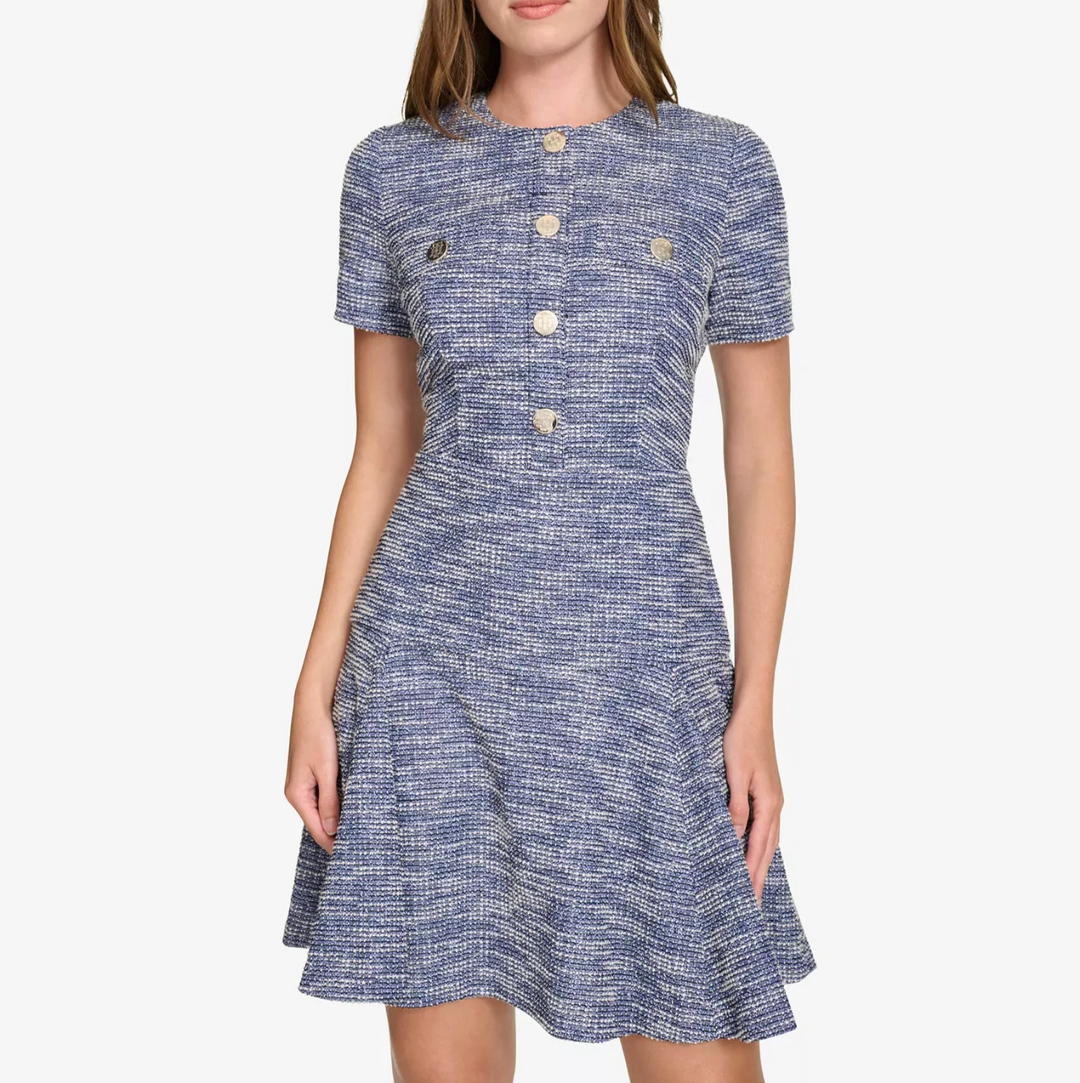 Tommy Hilfiger Women's Metallic Boucle Fit & Flare Dress