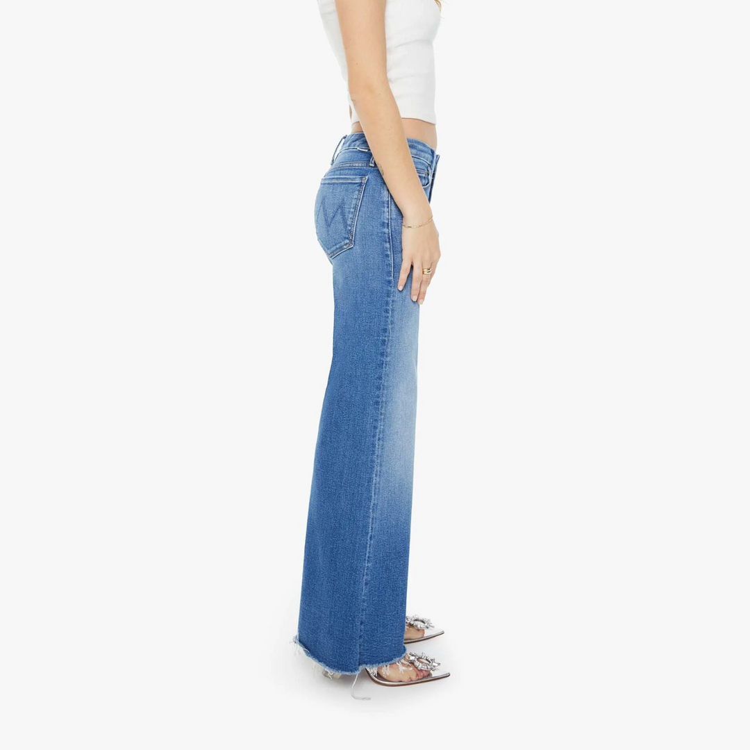 Mother Petites the Lil Roller Fray Wide Leg Jeans MSRP $258