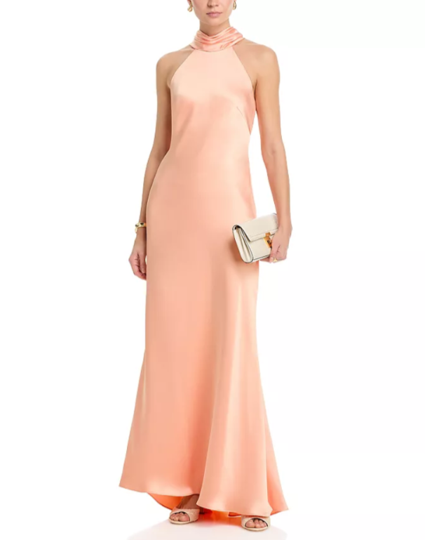 AQUA Sleeveless Satin Gown MSRP $288