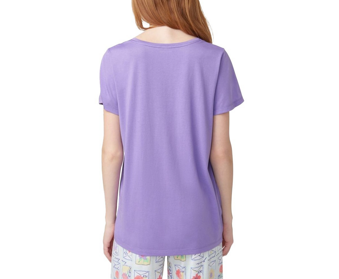 Hue Solid Short-Sleeve Scoop-Neck Sleepwear Top MSRP $38