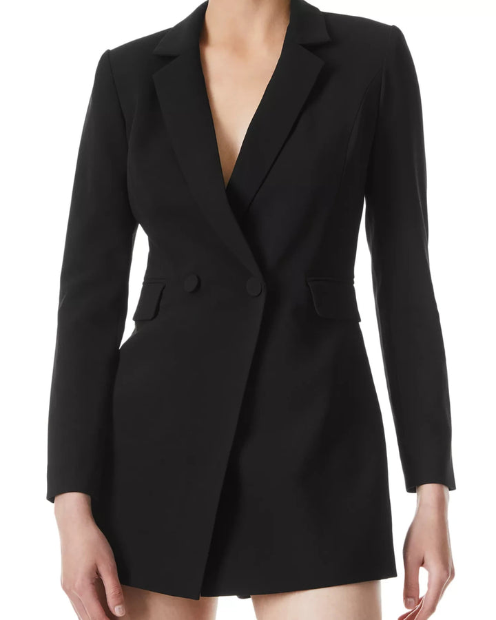 Alice and Olivia Kyrie Notched Collar Tuxedo Romper MSRP $440