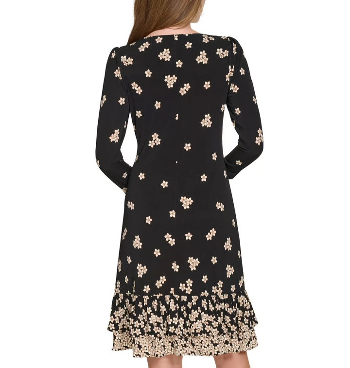 Tommy Hilfiger Petite 3/4-Sleeve Flounce-Hem Shift Dress MSRP $99