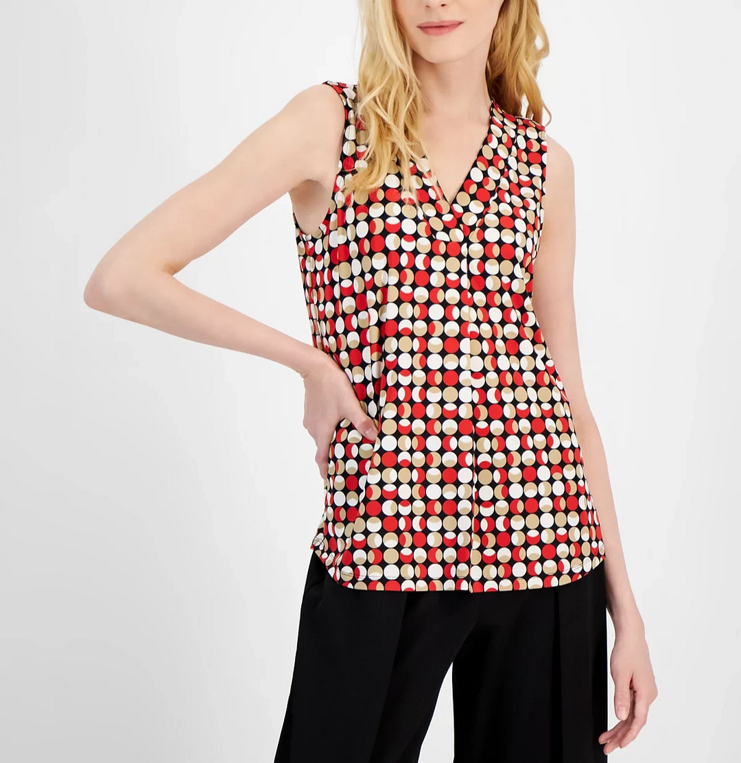Anne Klein Sleeveless Printed Blouse MSRP $49