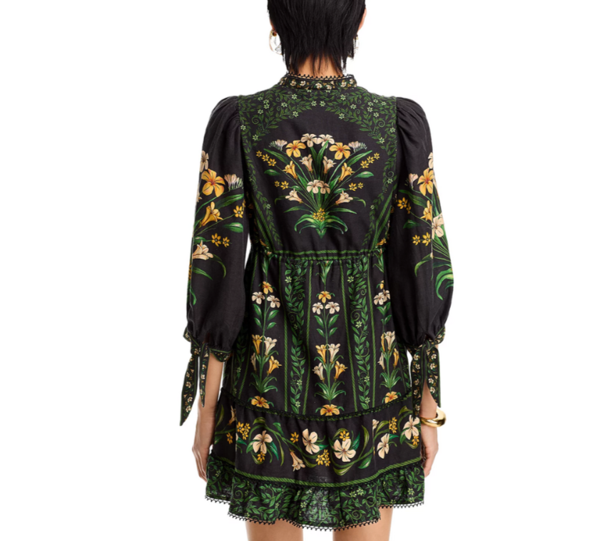 FARM Rio Flowers Arch Black Mini Dress MSRP $230