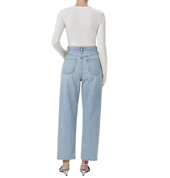 AGOLDE Fold Waistband High Rise Wide Leg Ankle Jeans MSRP $258