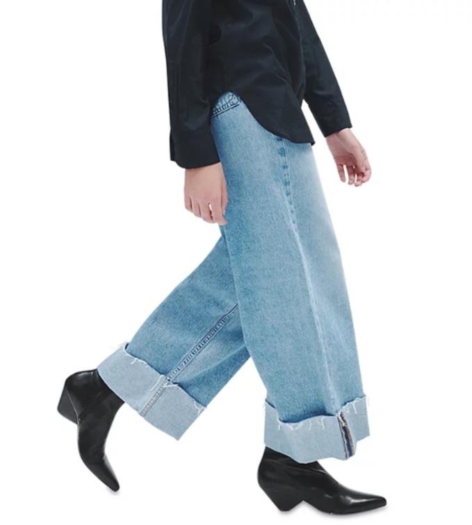 rag & bone Sofie High Rise Wide Leg Cuffed Jeans MSRP $268