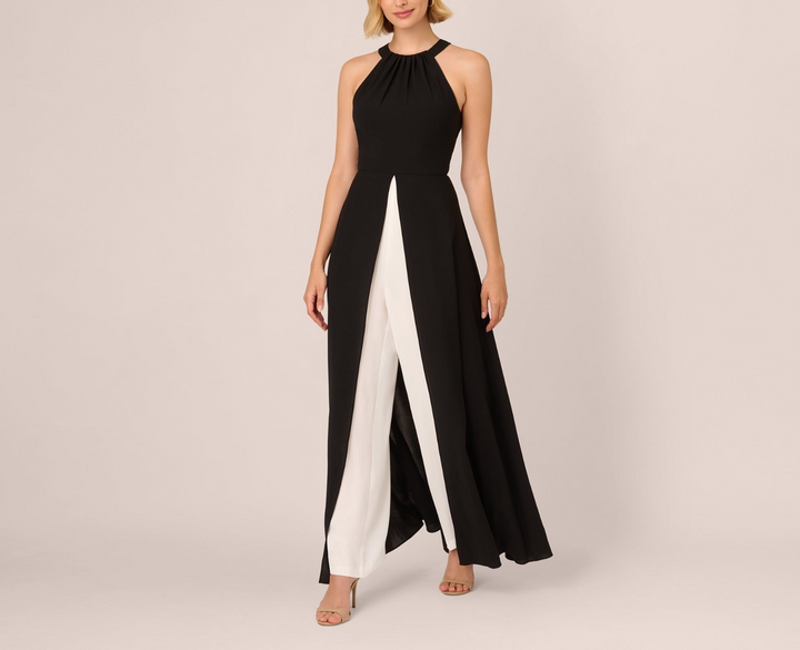 Adrianna Papell Crepe Overlay Jumpsuit MSRP $189
