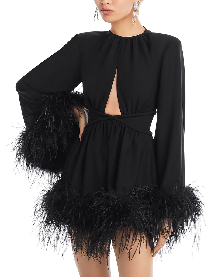The New Arrivals by Ilkyaz Ozel Ornella Feather Dress $2350 Size 38 # 10A 2713 N