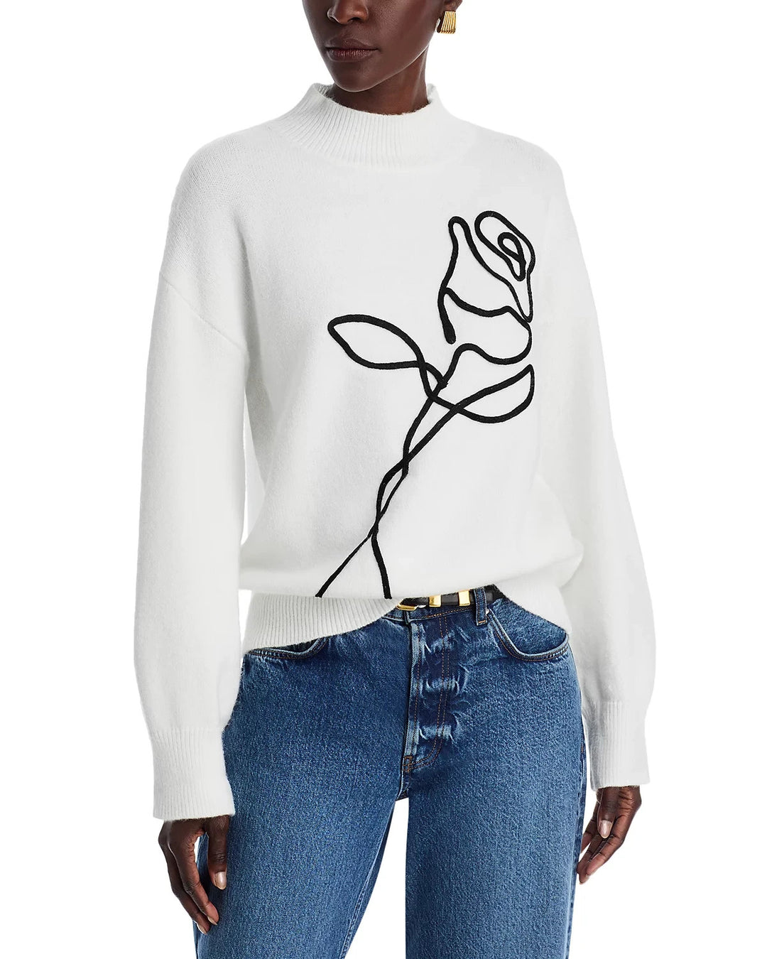 Gracia Floral Embroidered Sweater MSRP $92