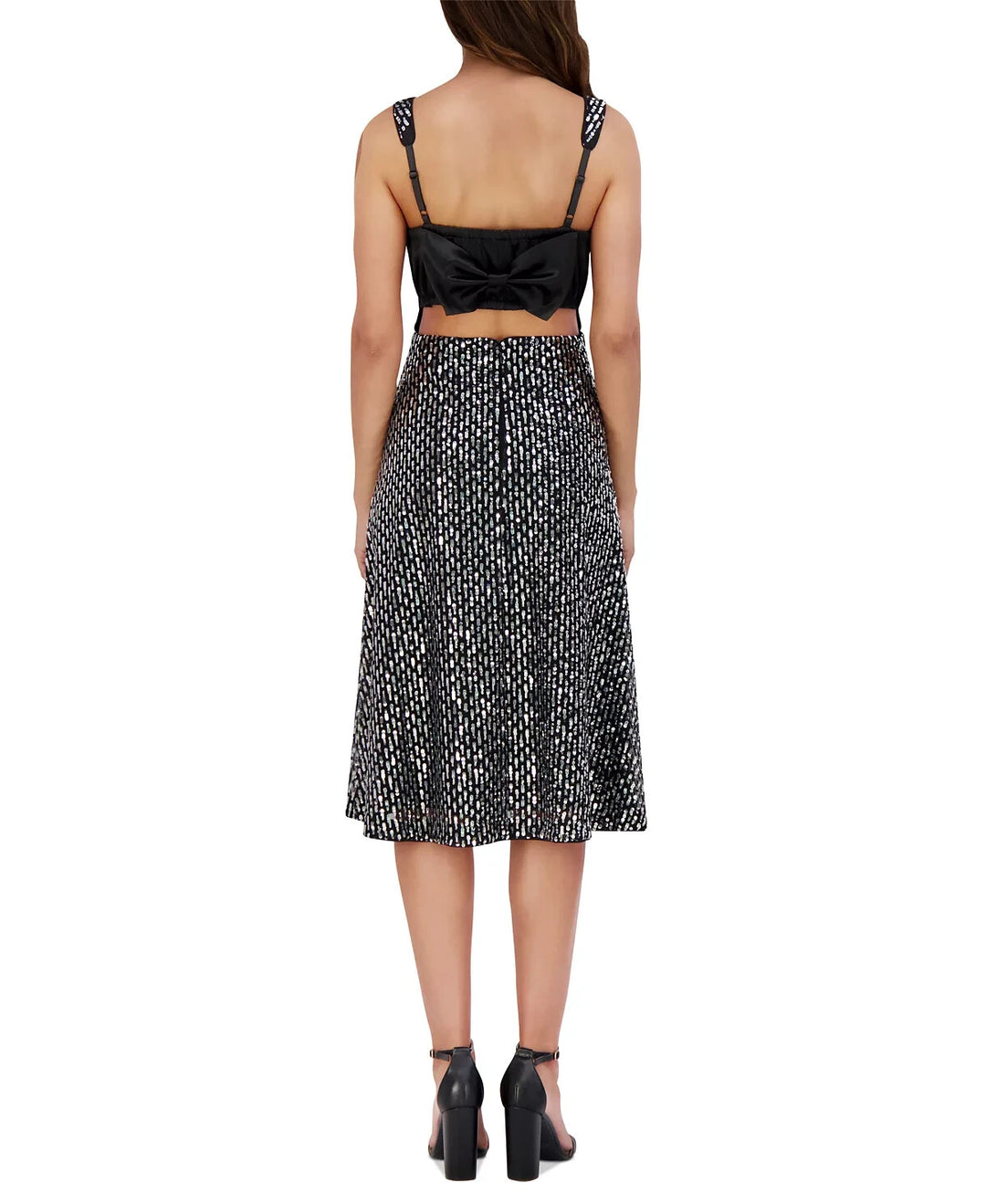kensie Sequin-Mesh Matte-Satin Midi Dress MSRP $148