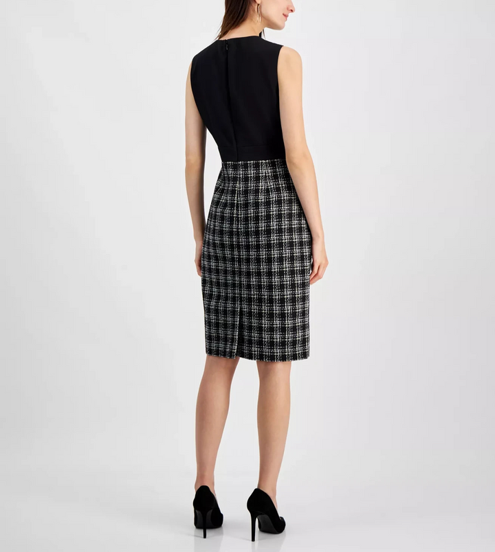 Kasper Women's Mixed-Media Tweed Sheath Dress MSRP $99