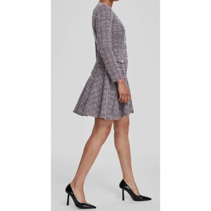 Taylor Tweed Stretch Button Front Fit-Flare Dress MSRP $128