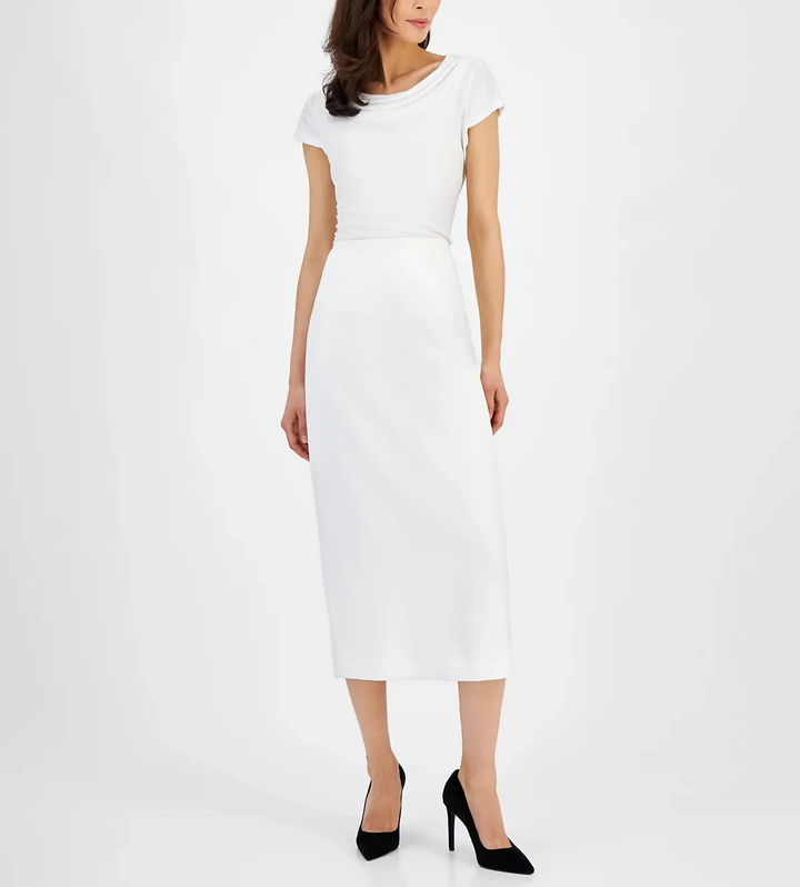 Kasper Stretch Crepe Column Midi Skirt MSRP $69