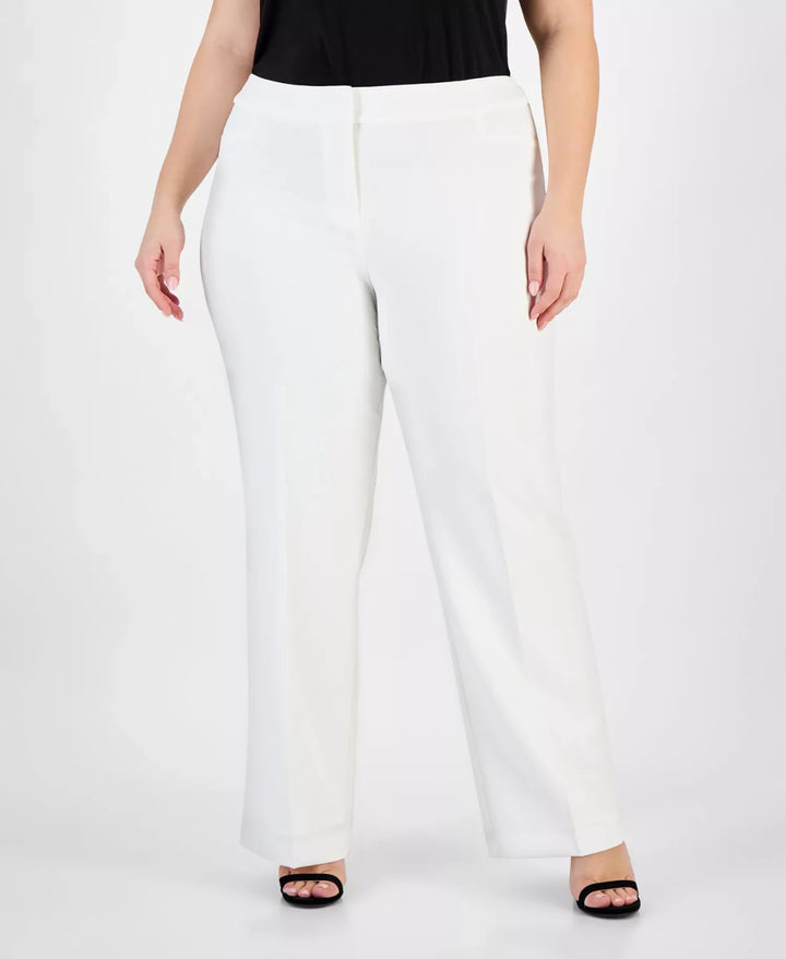 Kasper Plus Size Mid-Rise Full-Length Straight-Leg Pants MSRP $89