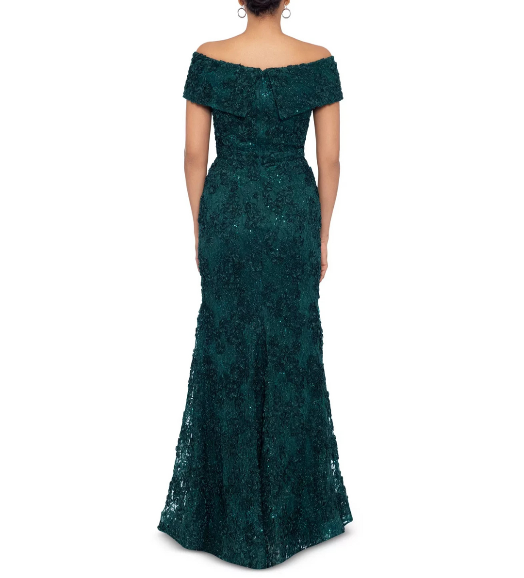 XSCAPE Petite Off-The-Shoulder Lace Gown MSRP $289