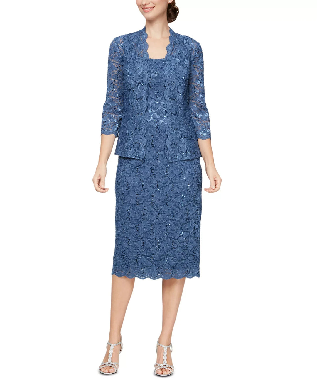 SL Fashions Petite 2-Pc. Lace Jacket & Midi Dress Set MSRP $149
