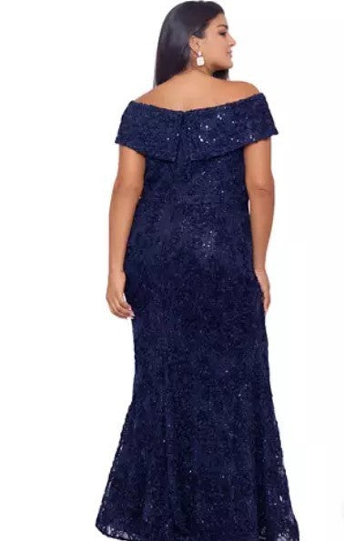 Xscape Plus Size Embellished Lace Off-the-Shoulder Gown MSRP $319