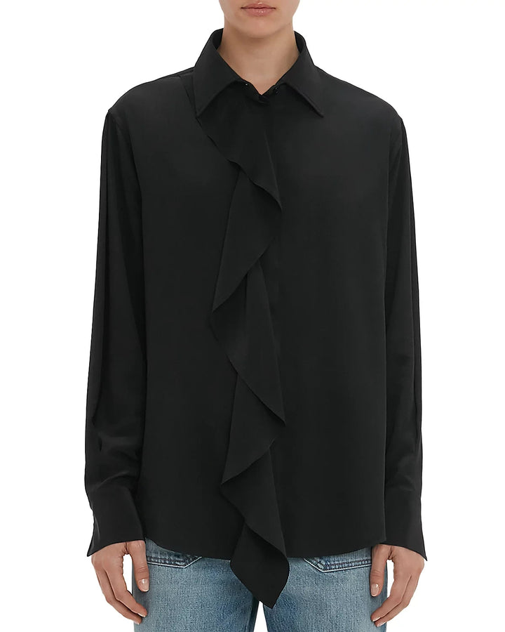 Victoria Beckham Silk Ruffle Front Blouse MSRP $850