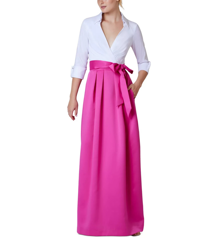 Jessica Howard Colorblocked Collared Evening Gown MSRP $189