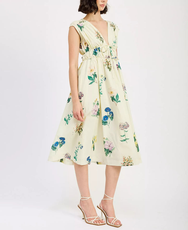 En Saison Ashley Printed Cotton Midi Dress MSRP $156