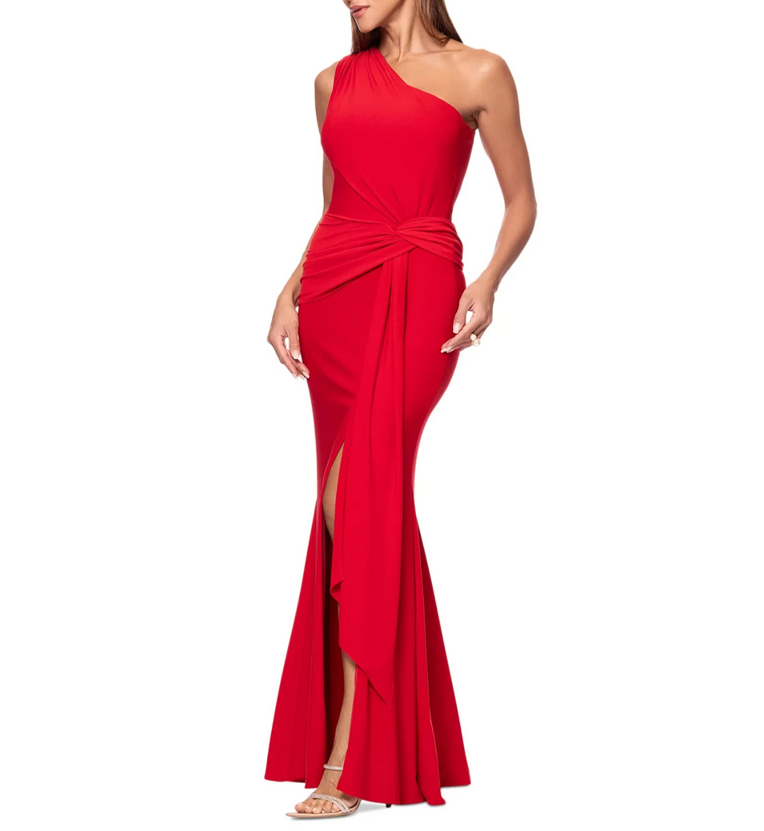 XSCAPE Women's Twist-Front One-Shoulder Gown 10B 2981