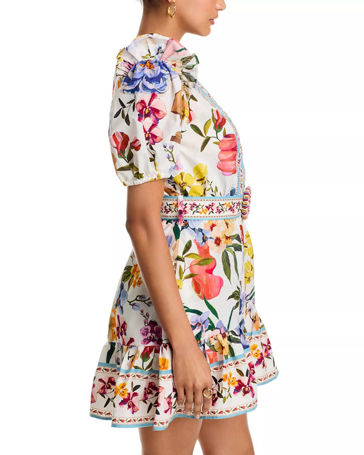 FARM Rio Greek Garden Off-White Mini Dress MSRP $230