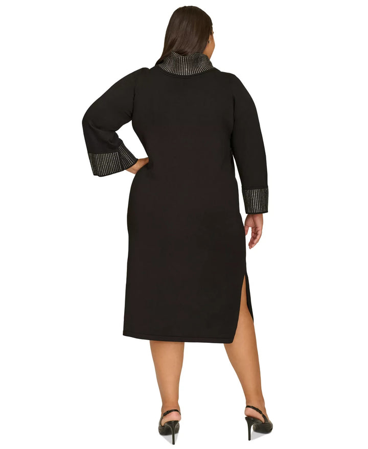 Calvin Klein Plus Size Embellished Mock Neck Long-Sleeve Dress MSRP $149