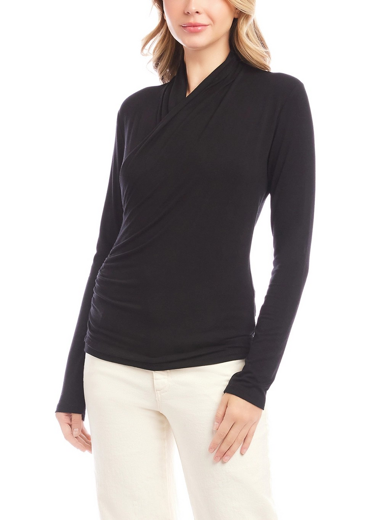 Karen Kane Crossover Side Shirred Top MSRP $98