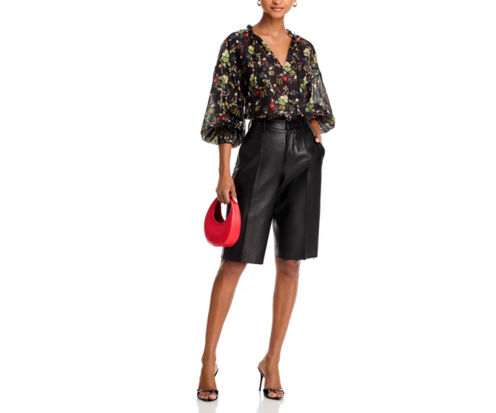 Alice and Olivia Julius Smocked Cuff Blouse MSRP $375