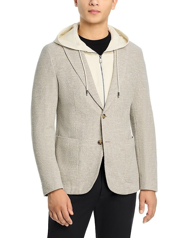 BOSS Hanry Slim Fit Jersey Sport Coat with Removable Hood MSRP $459