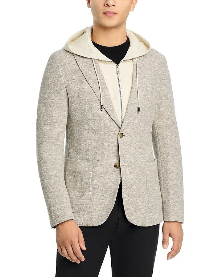 BOSS Hanry Slim Fit Jersey Sport Coat with Removable Hood MSRP $459