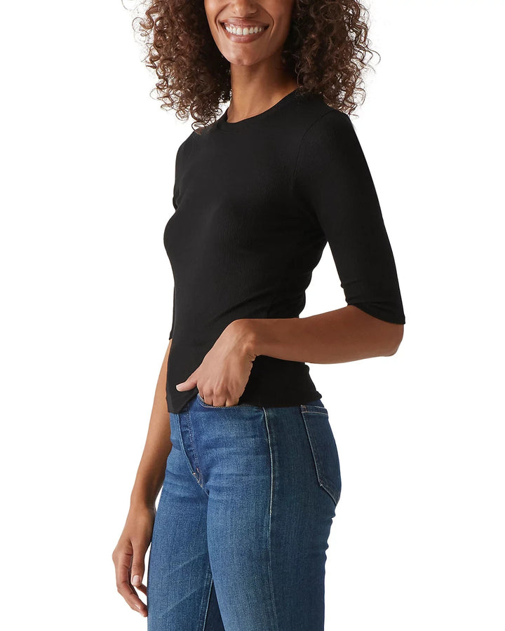 Michael Stars Maeve Elbow Sleeve Crewneck Top MSRP $88