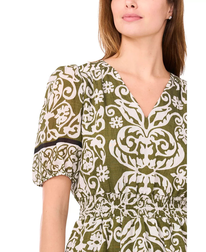 MSK Petite Short-Sleeve V-Neck Fit & Flare Dress MSRP $79