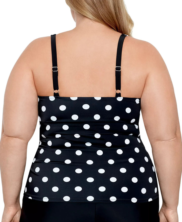 Swim Solutions V-Neck Polka Dot Tankini Top MSRP $84