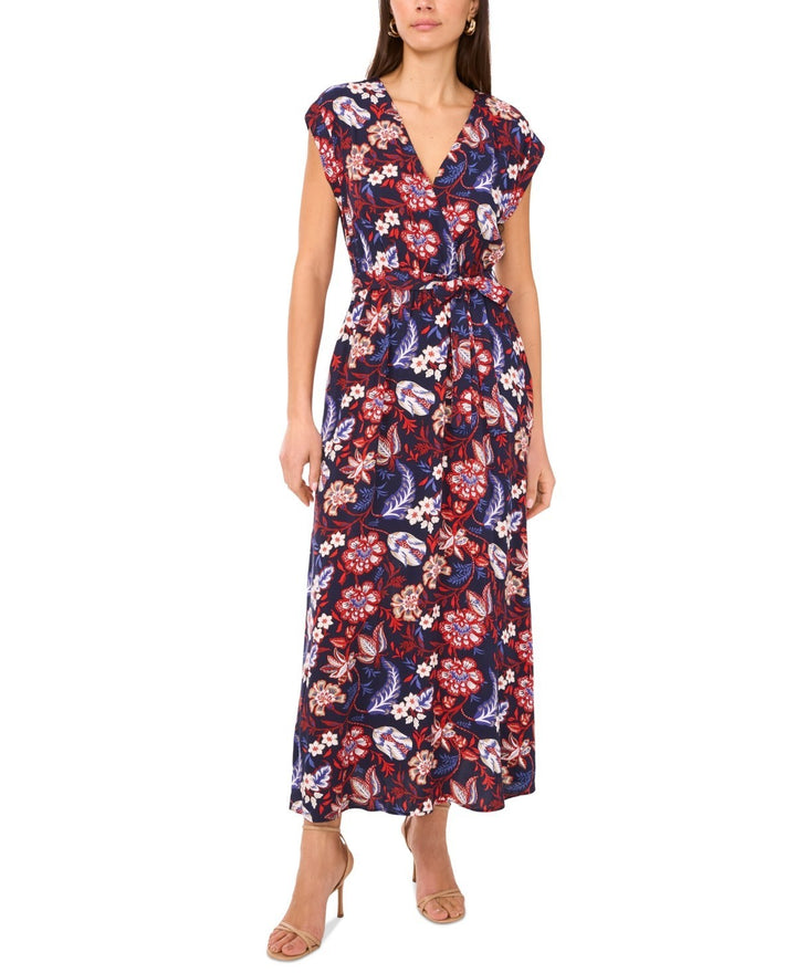 Sam & Jess Women's Floral Challis Belted Maxi Dress MSRP $79