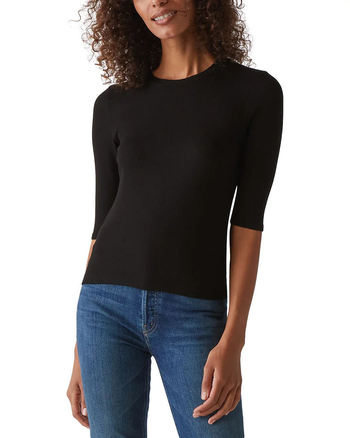 Michael Stars Maeve Elbow Sleeve Crewneck Top MSRP $88