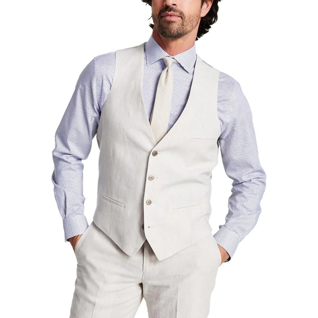 Bar III Slim-Fit Linen Suit Vest MSRP $115