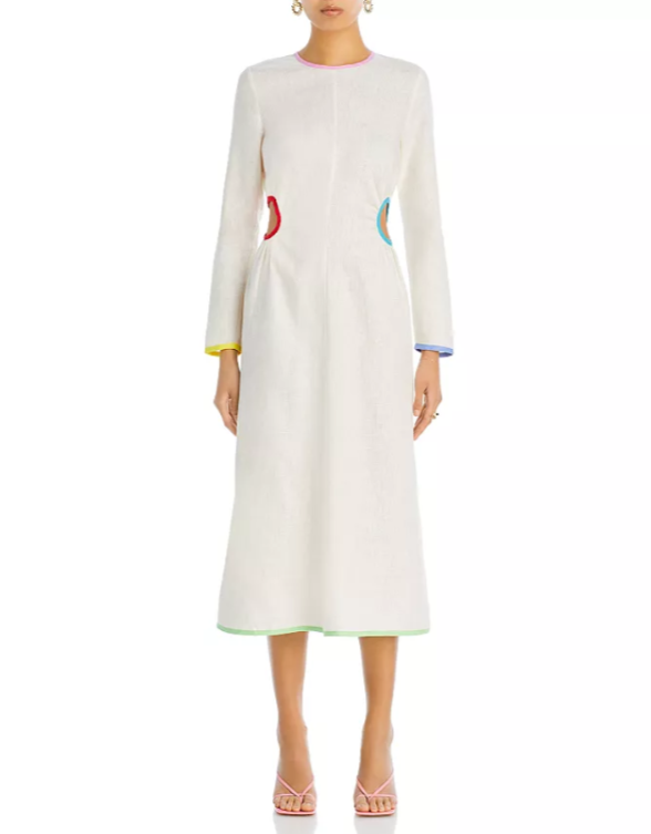 Rhode Women's Thierry Linen Midi Dress - White - Size 4 - Macadamia Rhode Women's Thierry Linen Midi Dress - White - Size 4 - Macadamia