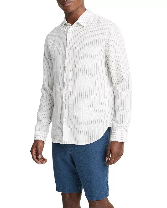 Vince Bayside Striped Linen Shirt MSRP $225