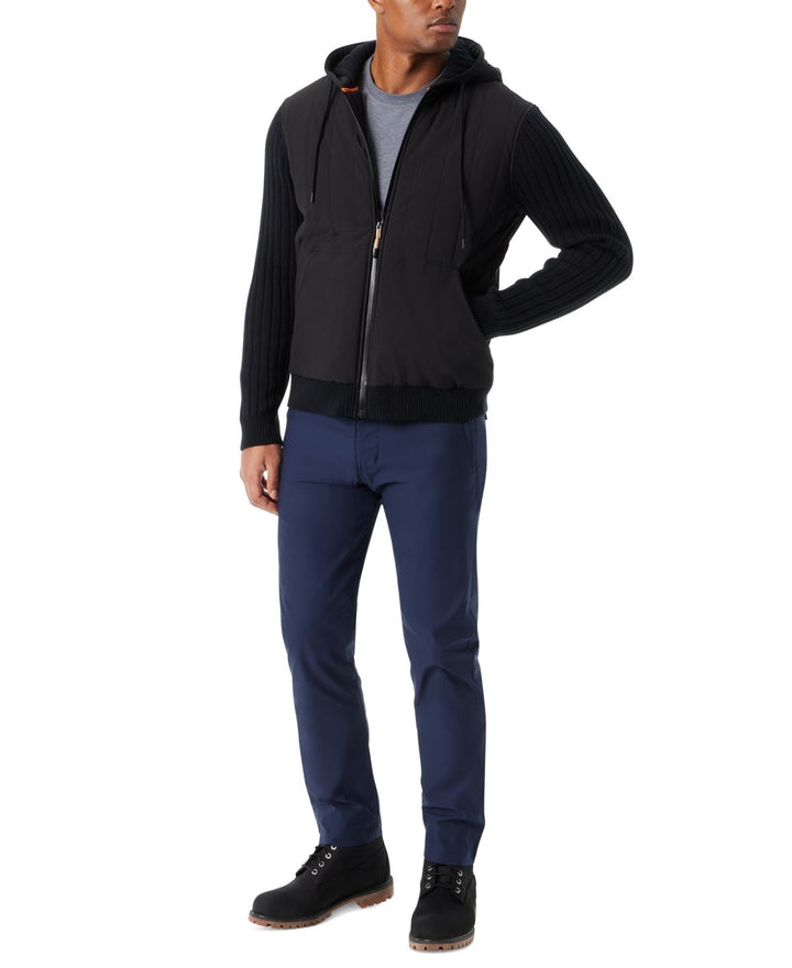 BASS OUTDOOR Men's Mixed Media Zip-Front Hooded Sweater Jacket MSRP $119