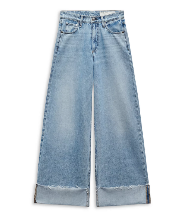 rag & bone Sofie High Rise Wide Leg Cuffed Jeans MSRP $268