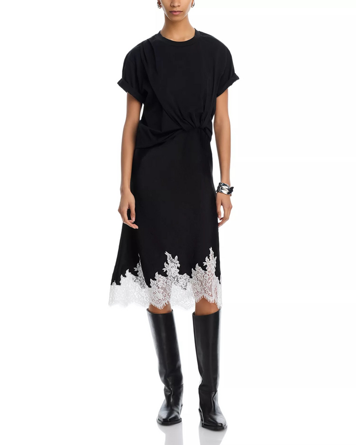 3.1 Phillip Lim Draped Slip Combo Cotton T-Shirt Dress MSRP $595