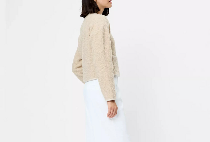 French Connection  Effie Boucle Round Neck Cardigan MSRP $158