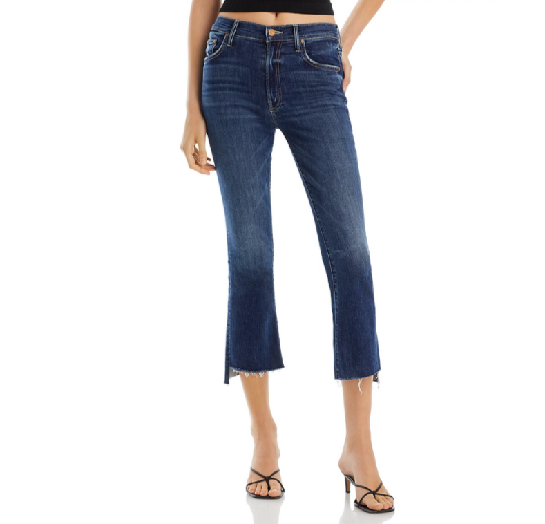 MOTHER The Insider High Rise Crop Step Fray Bootcut Jeans MSRP $228