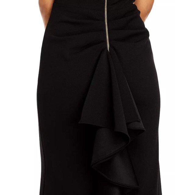 AQUA One-Shoulder Ruffled Gown MSRP $278